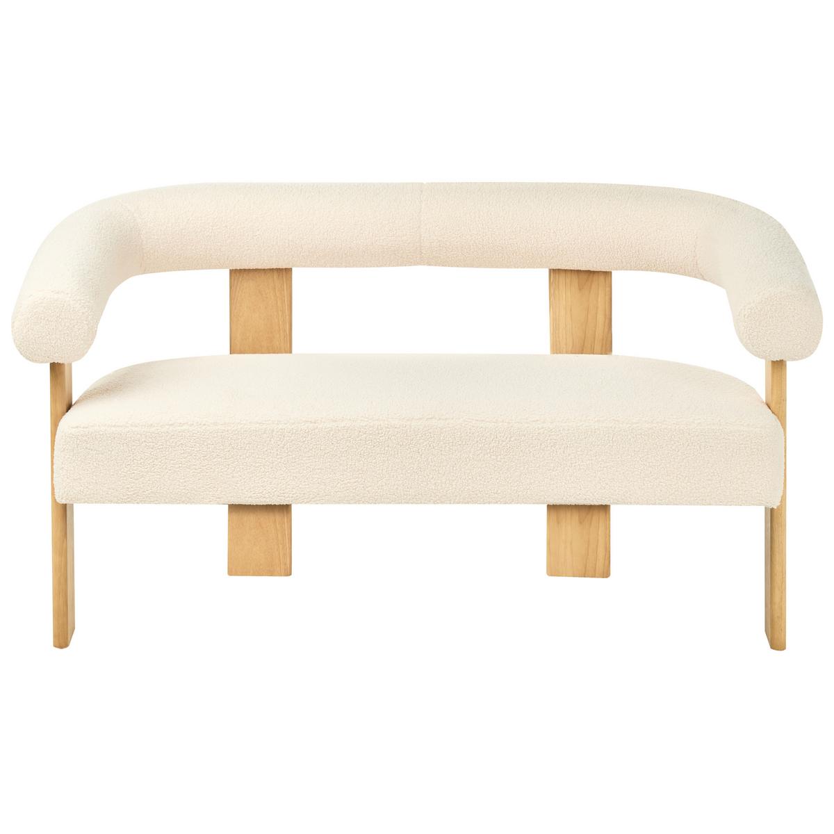 SOFA-SET Bouclé Cremeweiß/Hellbraun Ilbro - Creme/Weiß, Textil (138/76/68cm) - Beliani