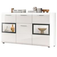 SIDEBOARD weiß Hochglanz 125 x 81 cm, Kommode mit viel Stauraum - Weiß Hochglanz/Silberfarben, Holzwerkstoff/Kunststoff (125/81/37cm) - Inn.Furn