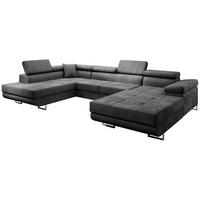 WOHNLANDSCHAFT Vild mit verstellbaren Kopfstützen, Grau, links - Chromfarben/Grau, Textil (350/90/205cm) - Beautysofa