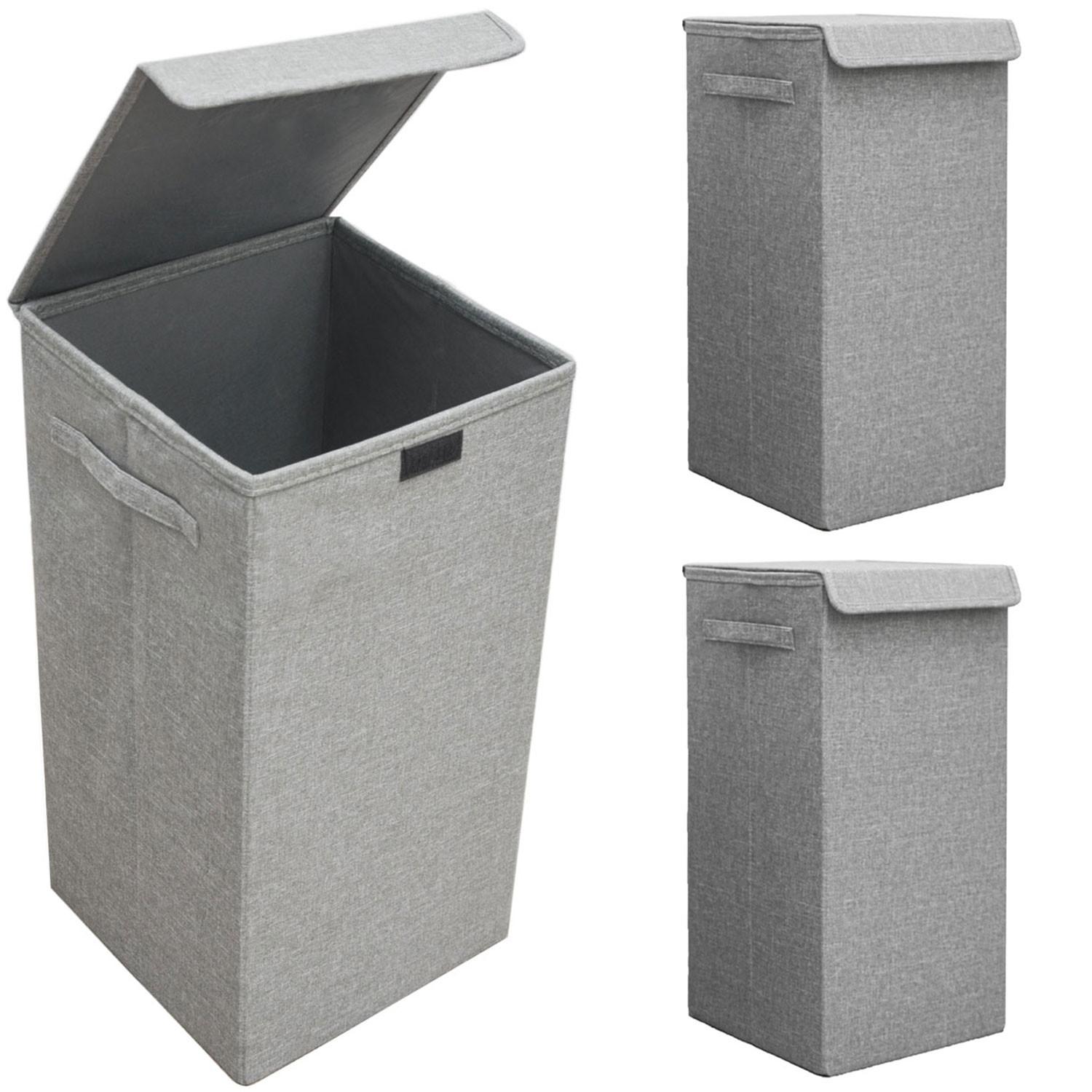 WÄSCHEKORB 3er Set 30/30/60 cm Hellgrau - Grau, Kunststoff (30/60/30cm) - Dunedesign