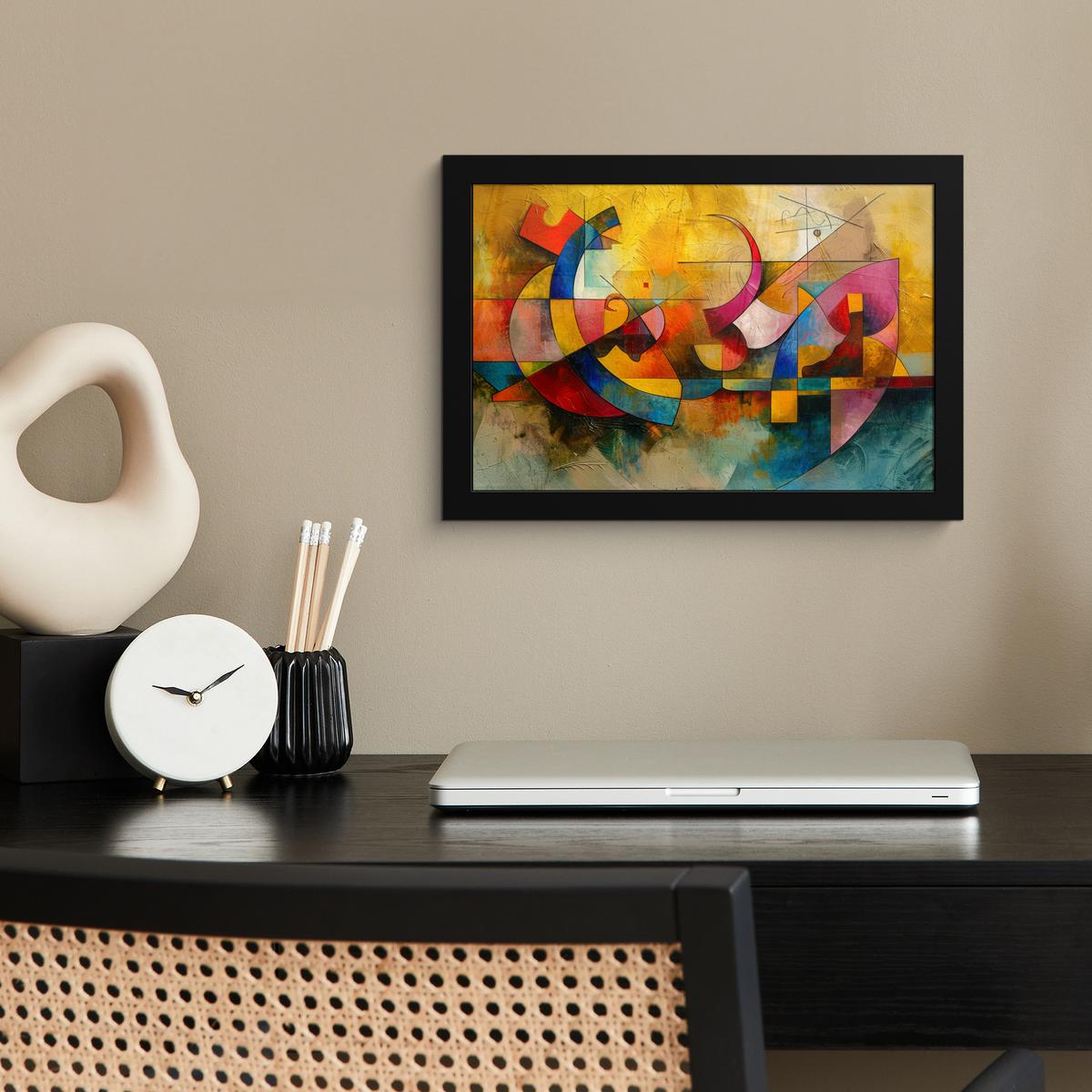 POSTER MIT RAHMENGERAHMTES BILD Kunst - Abstrakt - Modern 30x20 cm - Gelb, Papier (30/20cm) - MuchoWow