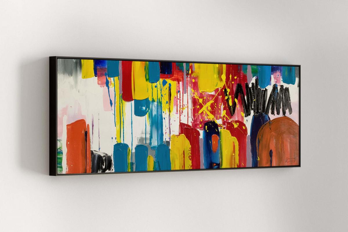 ACRYLBILD HANDGEMALT 150/50 cm - Multicolor/Weiß, Holz/Textil (150/50cm) - KUNSTLOFT