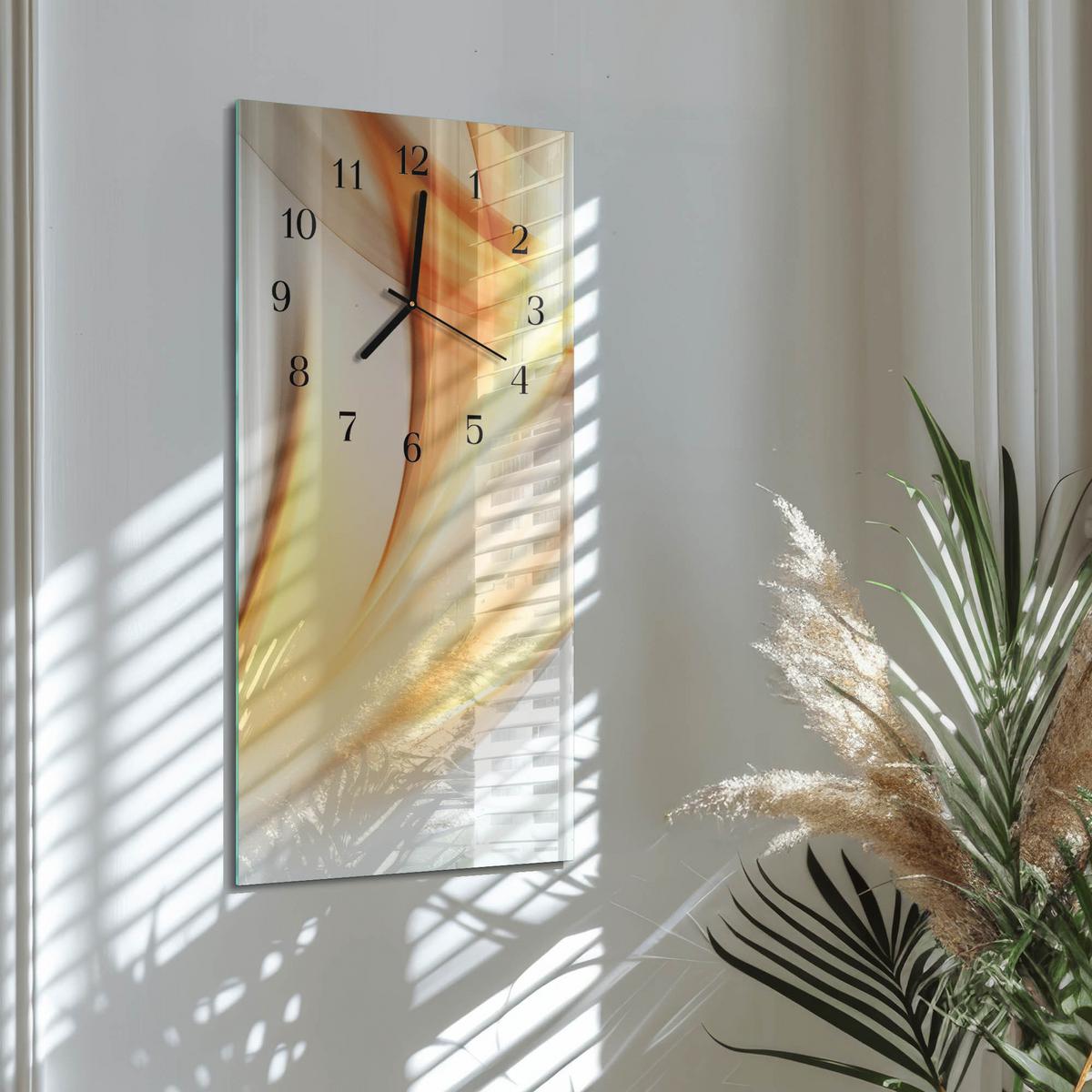WANDUHR aus Glas 30x60 cm - Muster - Orange, Glas (30/60/0.4cm) - TULUP