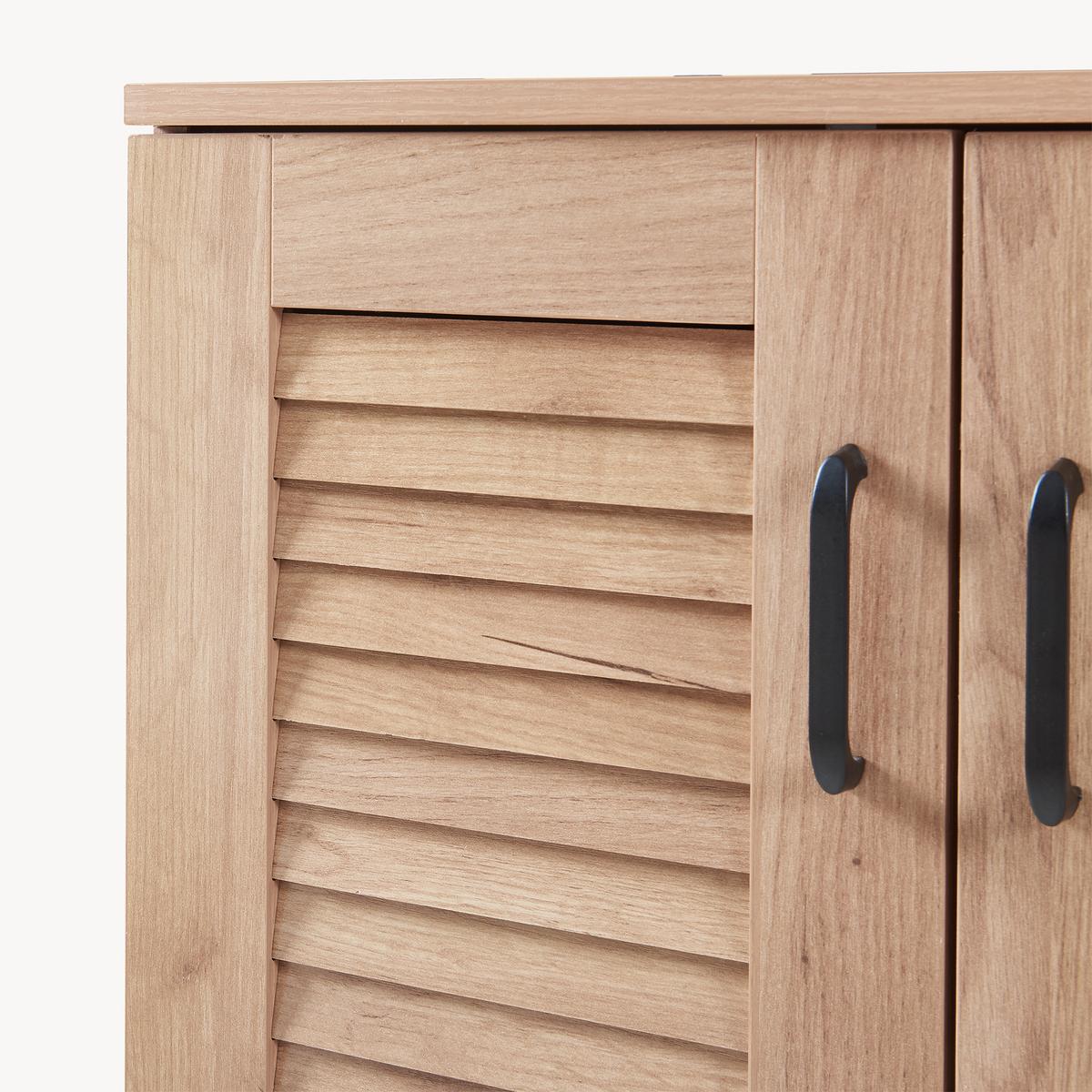 SCHUHSCHRANK Løten mit Sitzbank - Eichefarben, Holzwerkstoff/Kunststoff (120/97/36cm) - [en.casa]