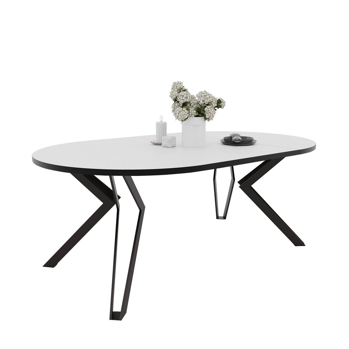 ESSTISCH ausziehbar aus MDF, Weiß - Schwarz/Weiß, Holzwerkstoff (100/100/76cm) - Idohome
