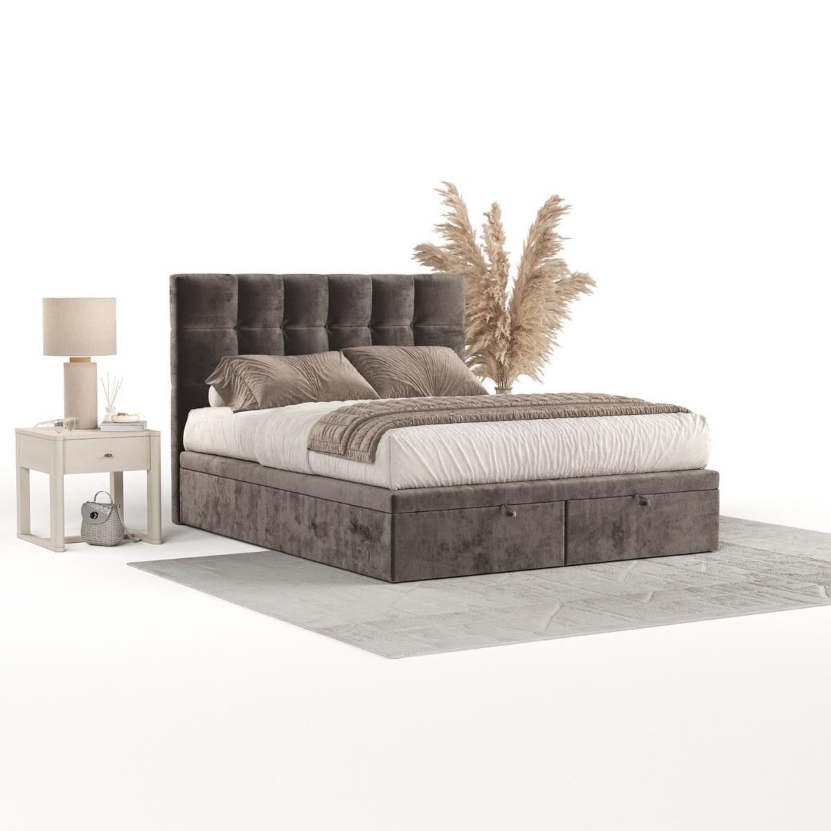 POLSTERBETT Guam mit Stauraum 120/200 cm Braun im Lotta Stoff - Schwarz/Braun, Holz/Holzwerkstoff (120/200cm) - AltaBeds