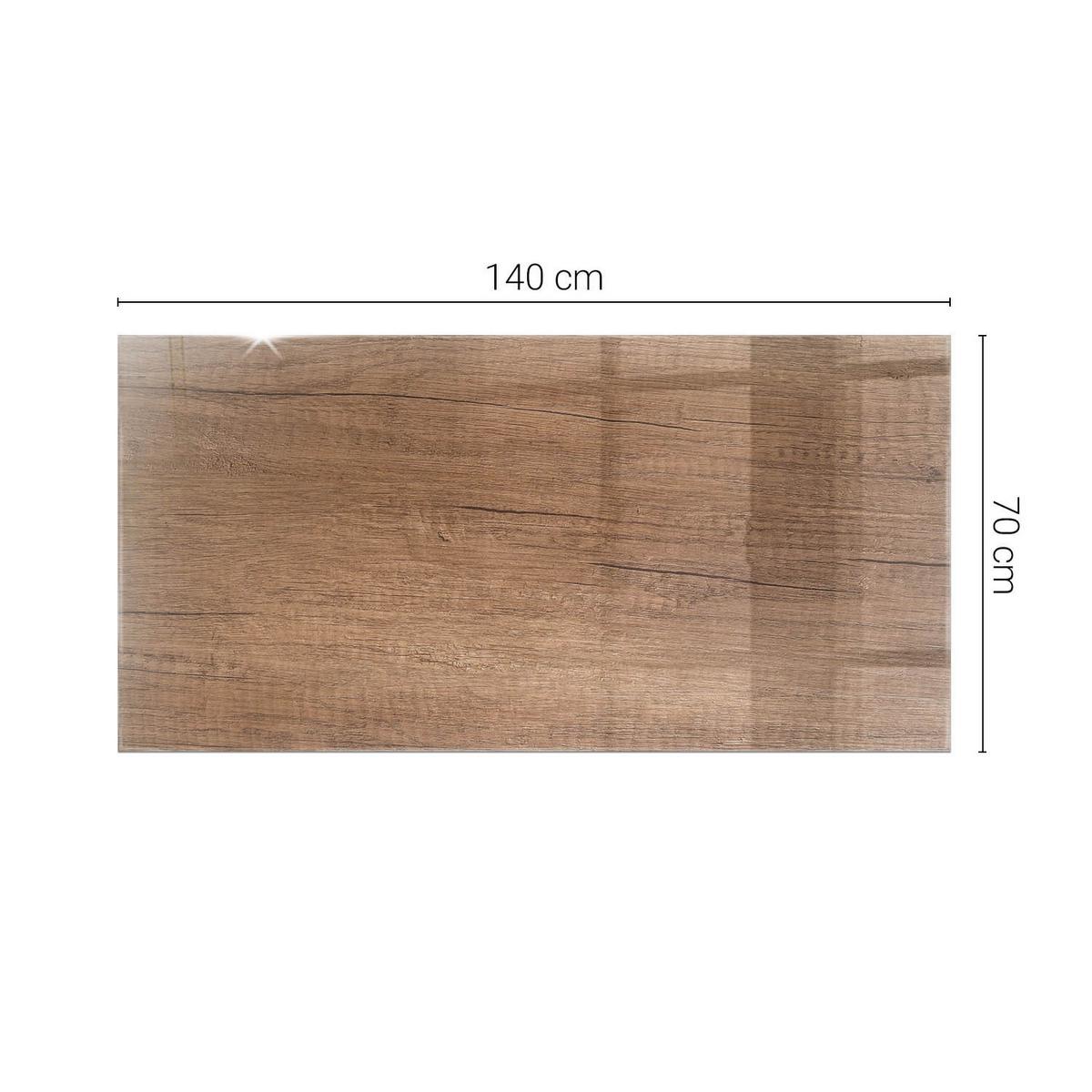 TISCHPLATTE 140x70 cm Natürliche Holzmaserung - Braun, Glas (0.4/140/70cm) - TULUP