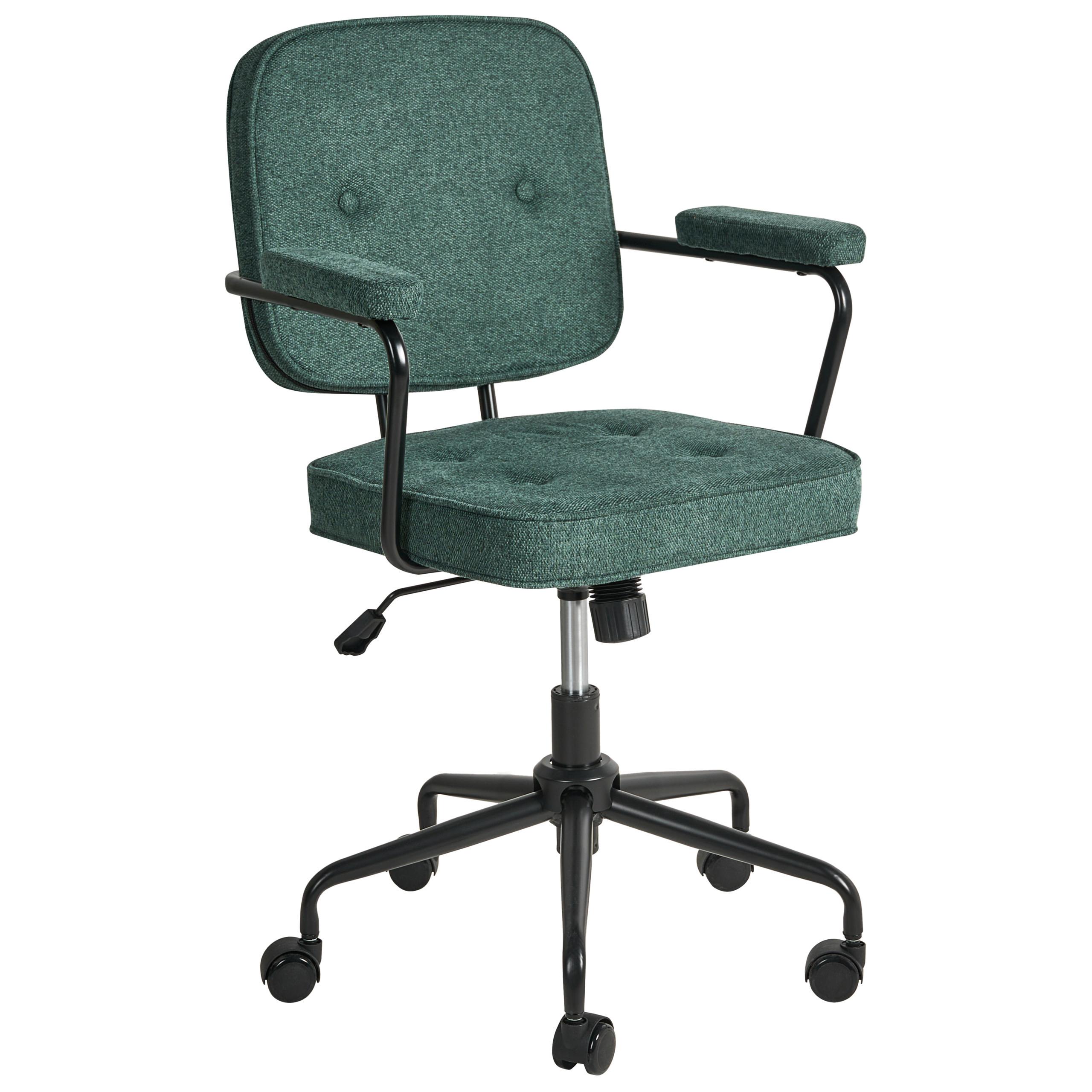 SCHREIBTISCHSTUHL Stoff Dunkelgrün Pawnee - Schwarz/Grün, Textil (64/88/64cm) - Beliani