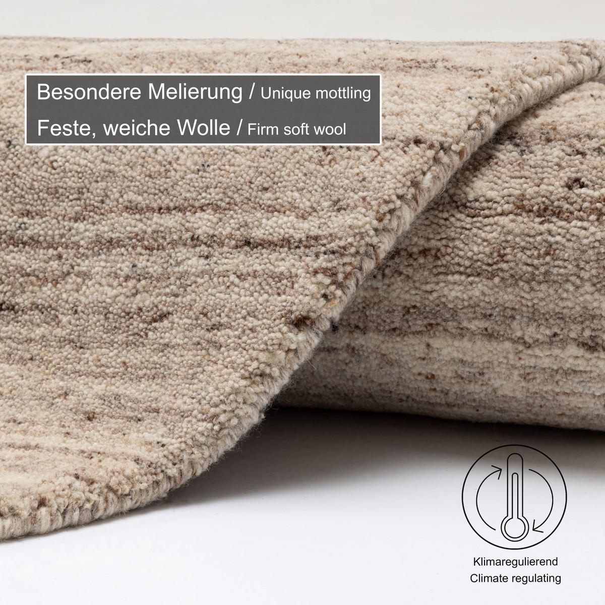 HANDWEBTEPPICH Pure 190x190 cm - Beige, Textil (190/190cm) - THEKO