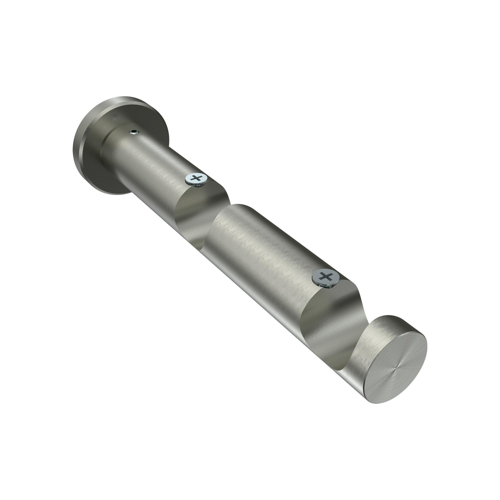 TRÄGER FÜR GARDINENSTANGEN 20 mm Ø, Platon 2-läufig, Edelstahl-Optik - Edelstahlfarben, Metall (16/4/4cm) - INTERDECO