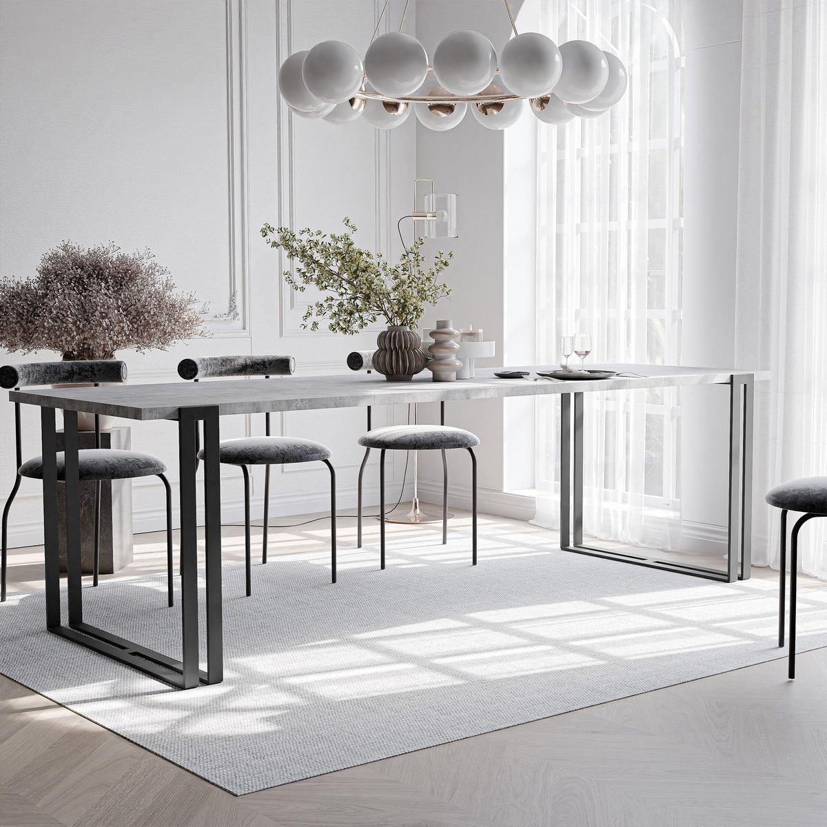 TISCH ausziehbar aus MDF, Grau - Goldfarben/Grau, Holzwerkstoff (120/80/76cm) - Idohome