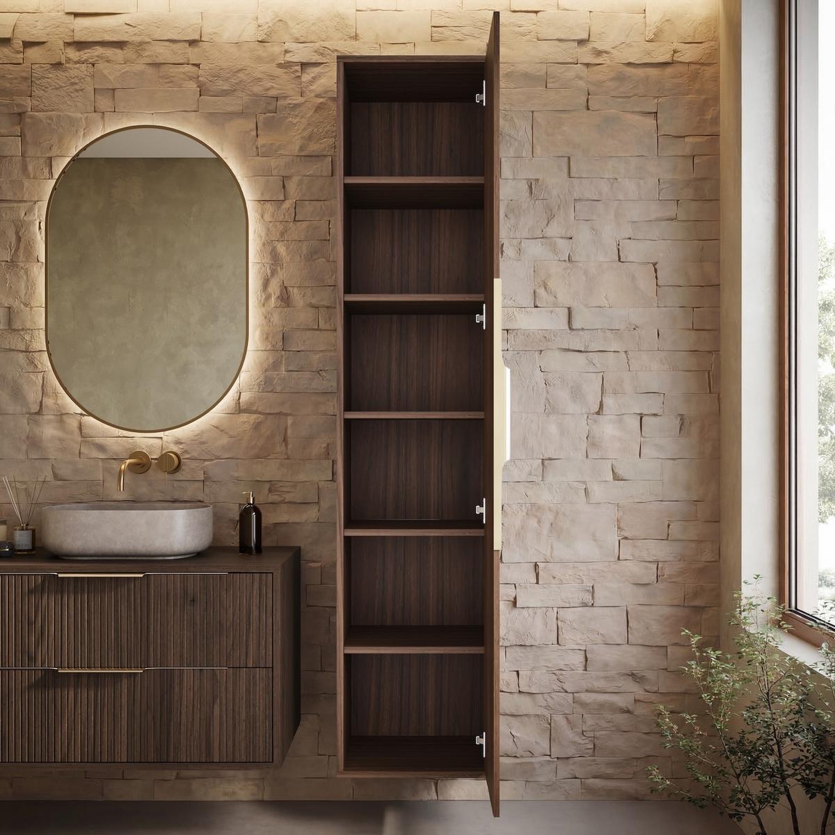 BADMÖBEL-SET Rimini 2 Teile Walnuss Braun - 80 x 46 x 46 cm - Walnussfarben/Braun, Holz (80/46/46cm) - Badplaats