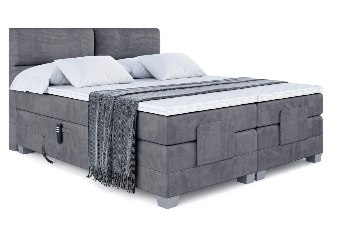 BOXSPRINGBETT elektrisch verstellbar mit 2 Matratzen H4/Taschenfederung MAYA EL 140 x 200 Dunkelgrau - Dunkelgrau, Holzwerkstoff (147/200cm) - ALTDECOR