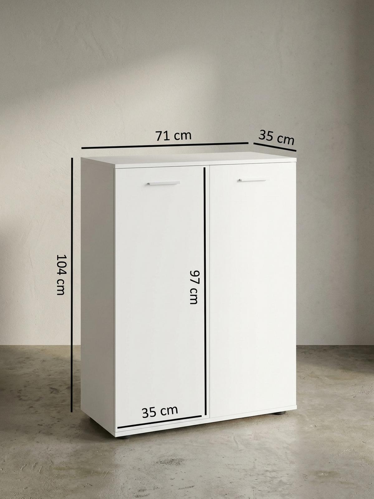 KOMMODE – Holz, mit Türen - Weiß, Holz/Kunststoff (71/104/35cm) - KADIMA DESIGN