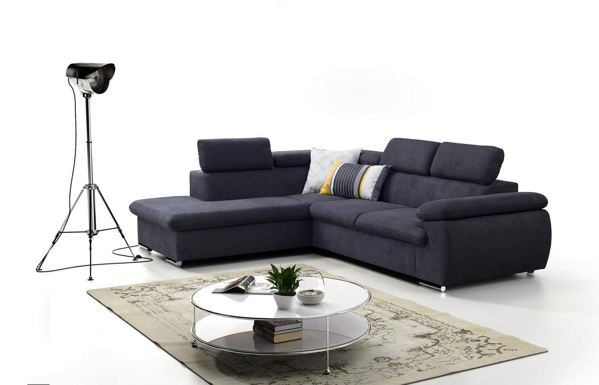 ECKSOFA SACRO Braun Plüsch-Stoff mit Schlaffunktion - Braun, Holz (271/221cm) - MASSENO