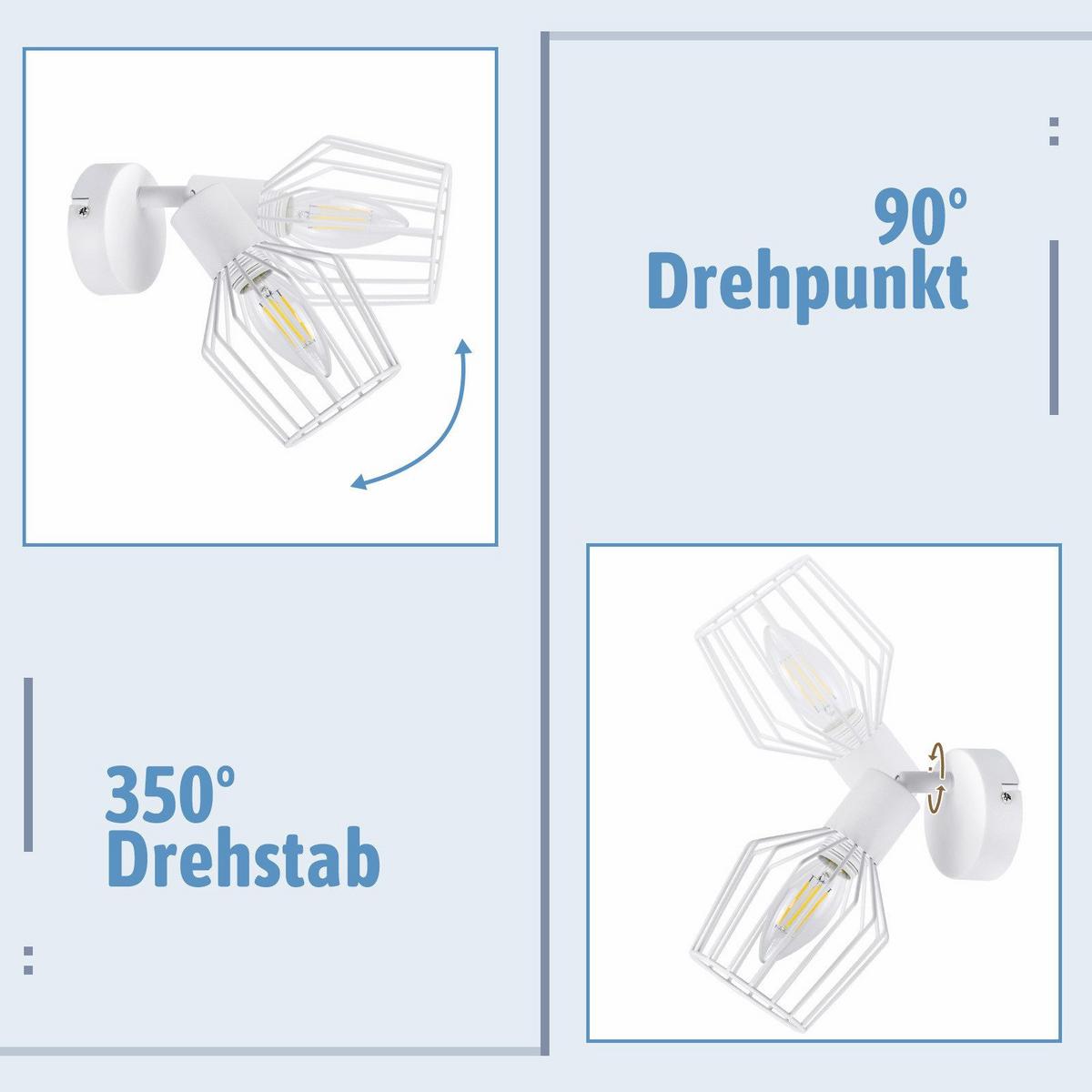 DECKENSTRAHLER Franziska 1-flammig 8/10/10 cm - Weiß, Metall (8/10/10cm) - Nettlife