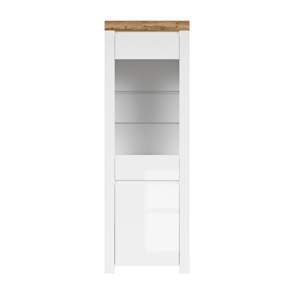 VITRINE Hella Weiß und Holz - Weiß, Holzwerkstoff (68/203/42cm) - Petits-meubles