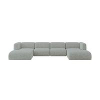 WOHNLANDSCHAFT MIRA-U2 408x179x70 Grün Velours - Schwarz/Hellgrün, Holzwerkstoff/Kunststoff (408/70/179cm) - ALTDECOR