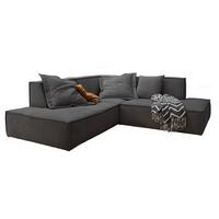 ECKSOFA SAMU Anthrazit Webstoff - Anthrazit/Schwarz, Textil (226/224cm) - KAWOLA