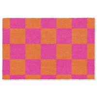 FUSSMATTE Schachbrettmuster - Orange - Rosa - Blöcke Schmutzfangmatte 180x120 cm - Pink, Kunststoff (180/0.4cm) - MuchoWow
