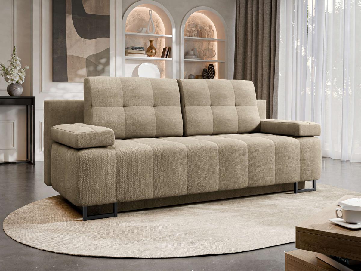 SCHLAFSOFA Morena D - Beige/Schwarz, Holz/Textil (200/90/90cm) - MIRJAN24