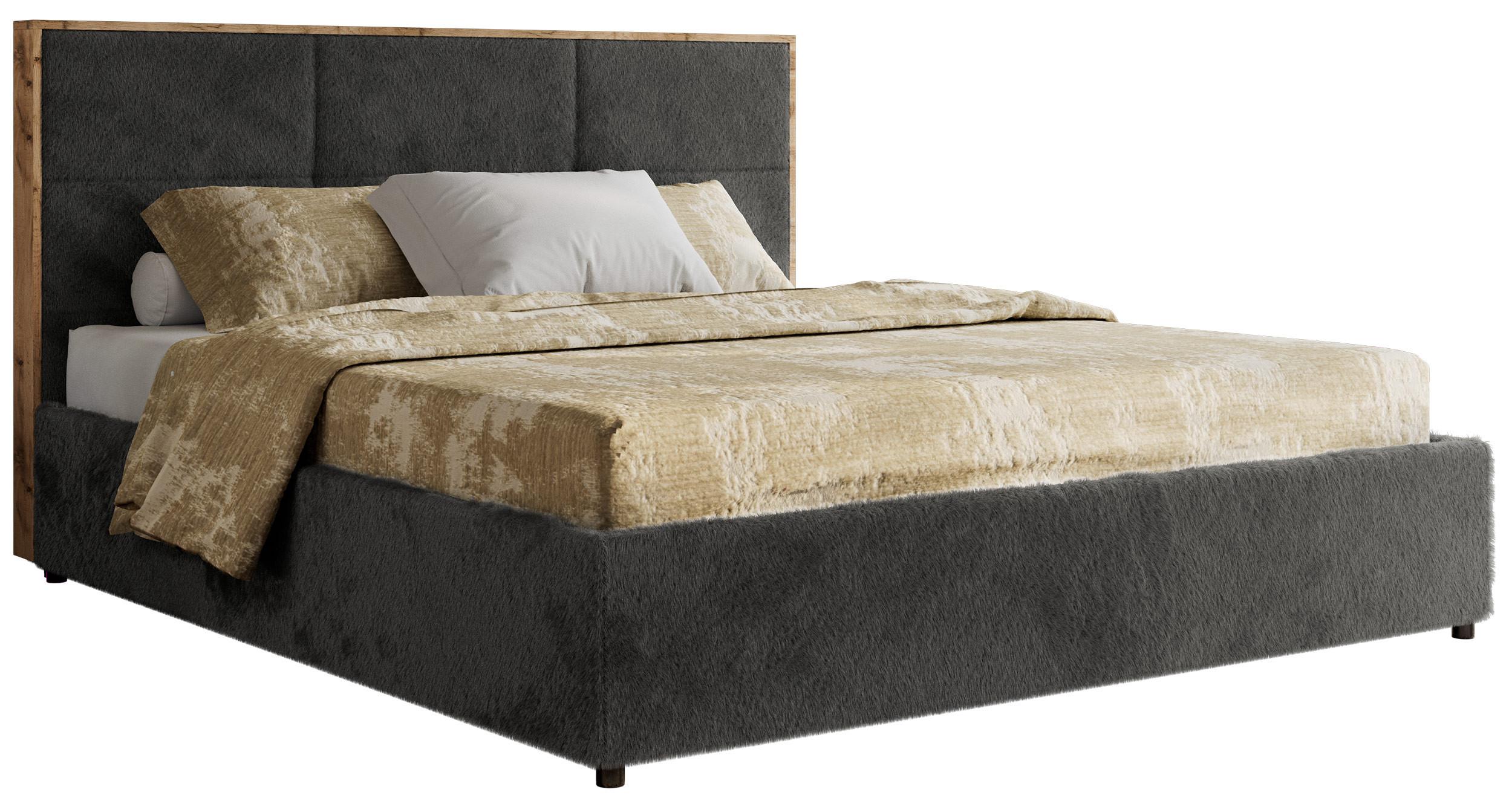 POLSTERBETT LERIO CLASSIC 160/200 - Dunkelgrau Plüsch - Multipocket-Matratze - Dunkelgrau, Textil (160/200cm) - MKS