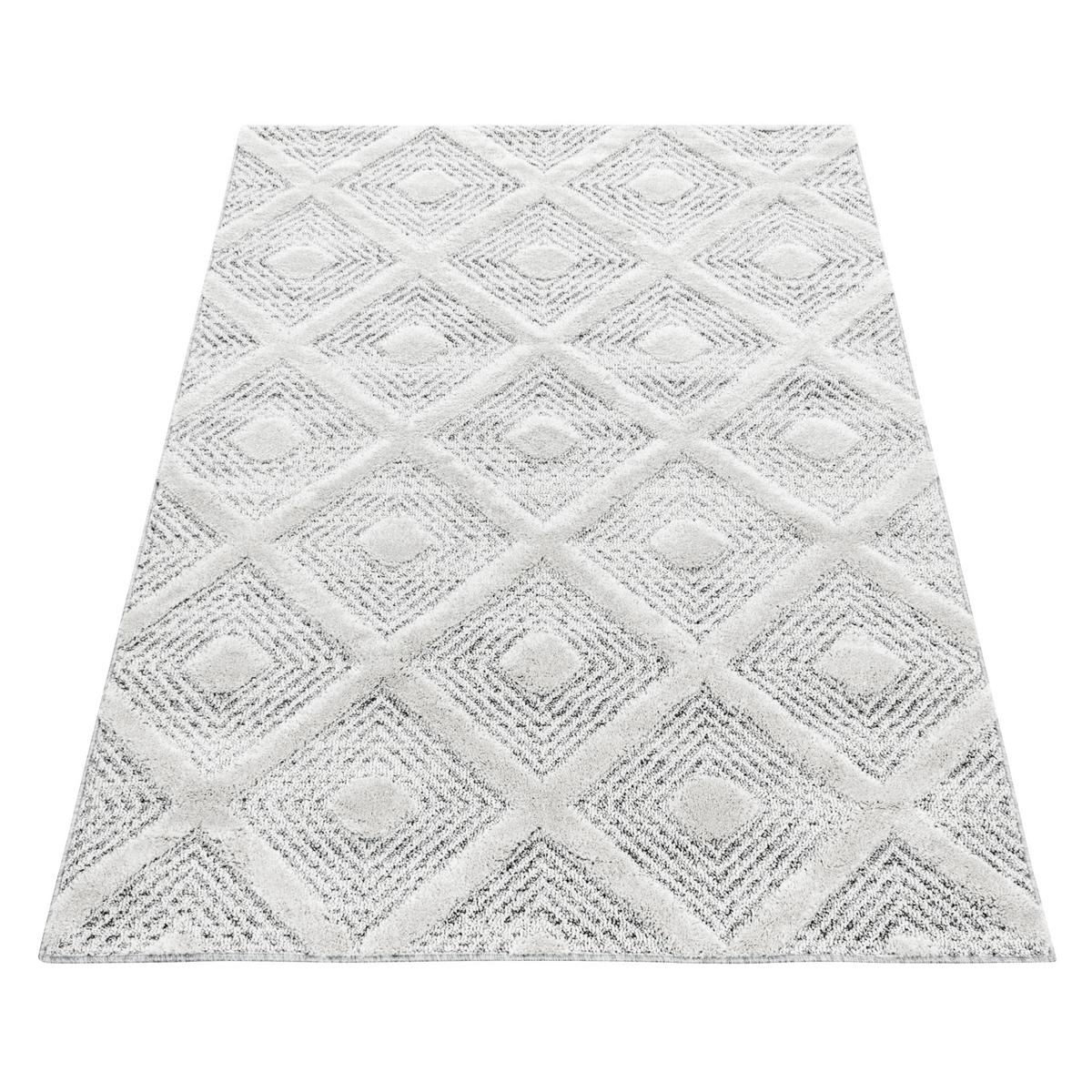 TEPPICH Hochflor EISACK in Grau, geometrisch, aus Polypropylen, 60 x 110 cm - Grau, Textil (110/60cm) - KADIMA DESIGN