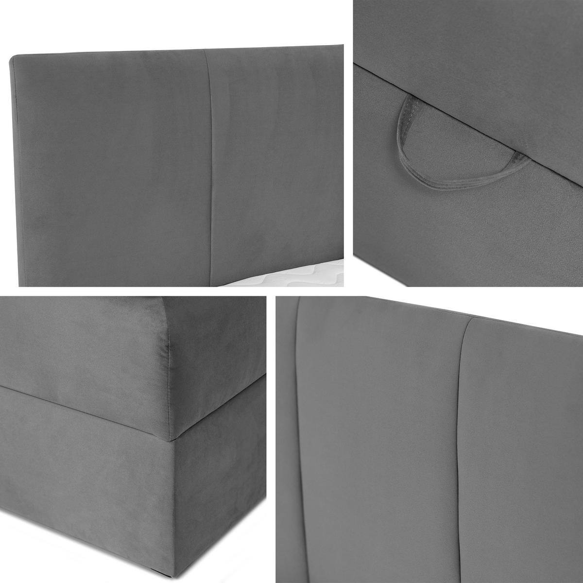 BOXBETT Rebos Boucle - H3 - Hellgrau, Holz/Textil (180/200cm) - MIRJAN24