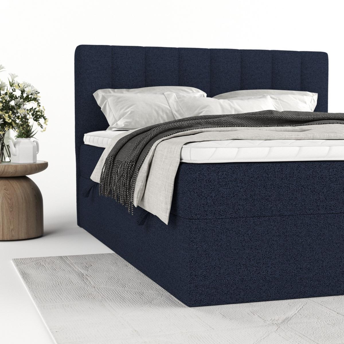 BOXBETT Bari 180/200 cm Marineblau im Riva Stoff - Dunkelblau, Holz/Holzwerkstoff (180/200cm) - AltaBeds
