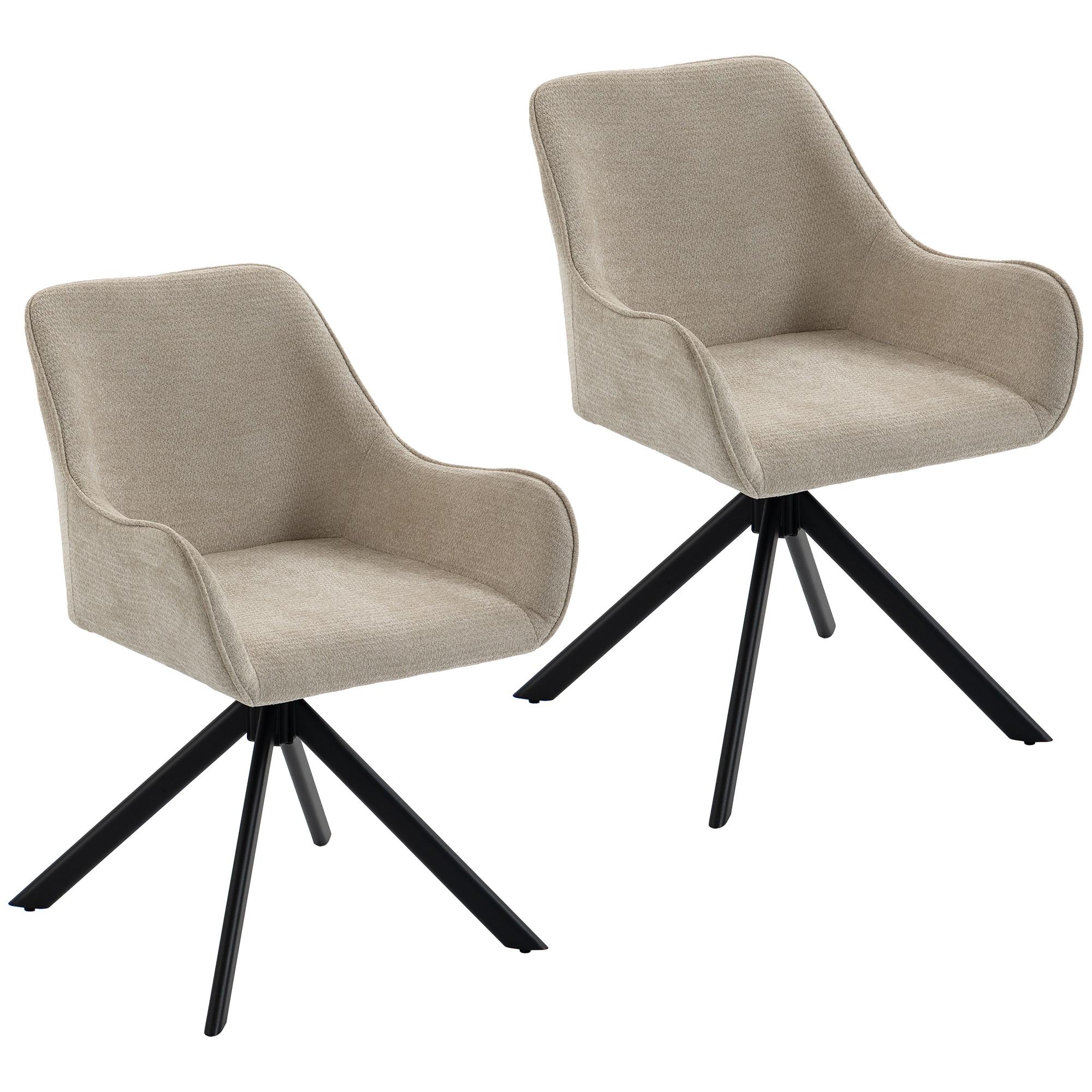 ESSZIMMERSTÜHLE 2er Set Polyester Metall Beige - Beige/Schwarz, Textil/Metall (55/82/60cm) - HOMCOM