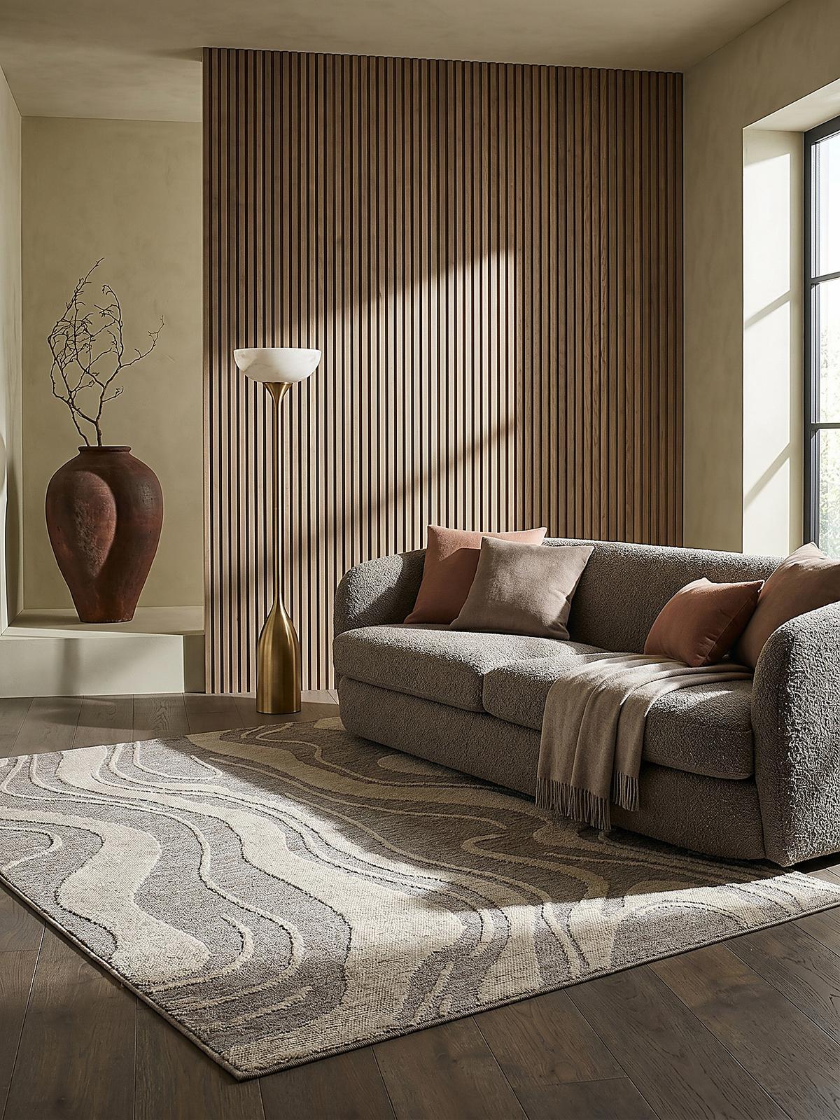 TEPPICH Waschbar LEAM, abstrakt, Grau, 200 x 310 cm - Grau, Textil (310/200cm) - KADIMA DESIGN