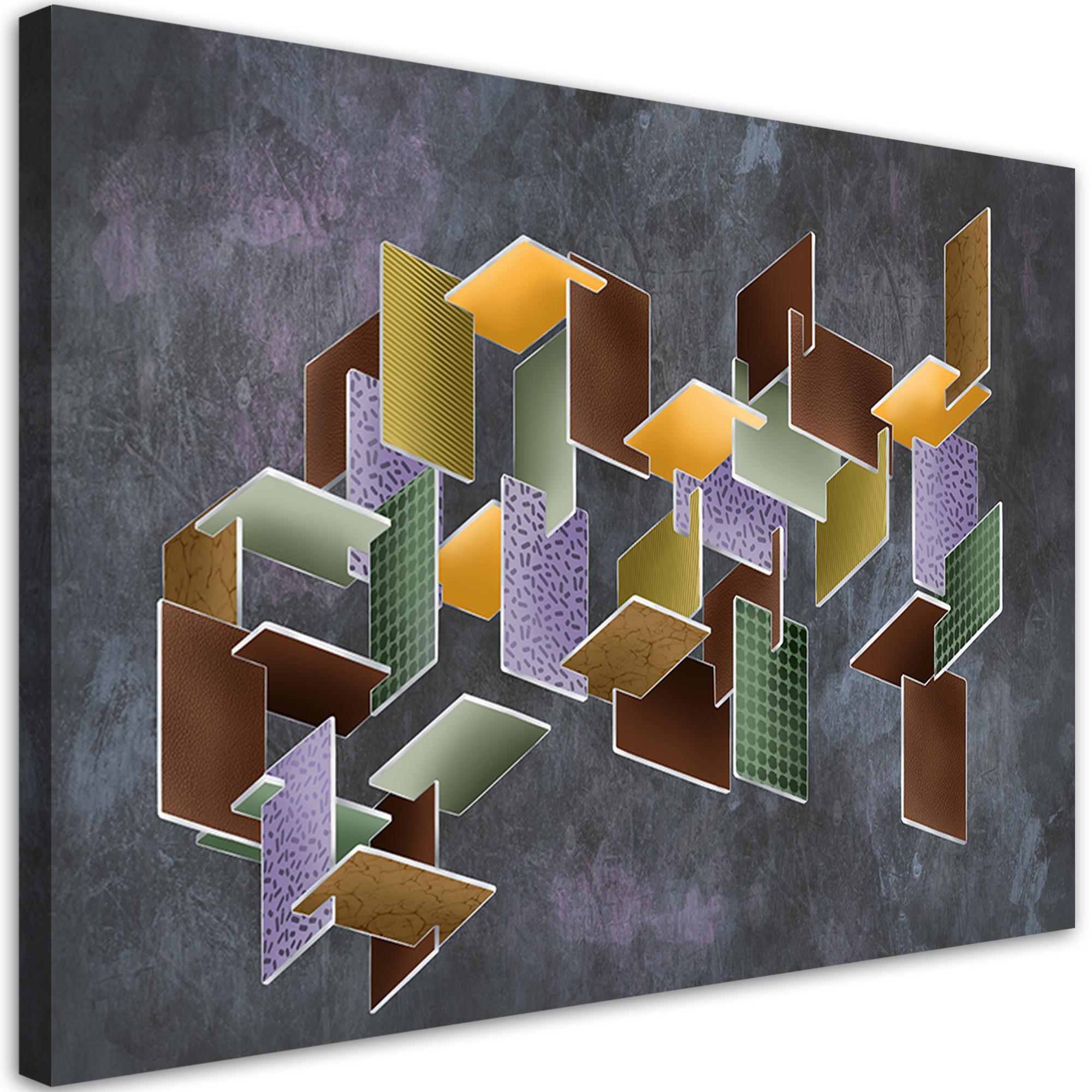WANDBILD 3d rätsel - Schwarz, Textil (60/40cm) - Feeby