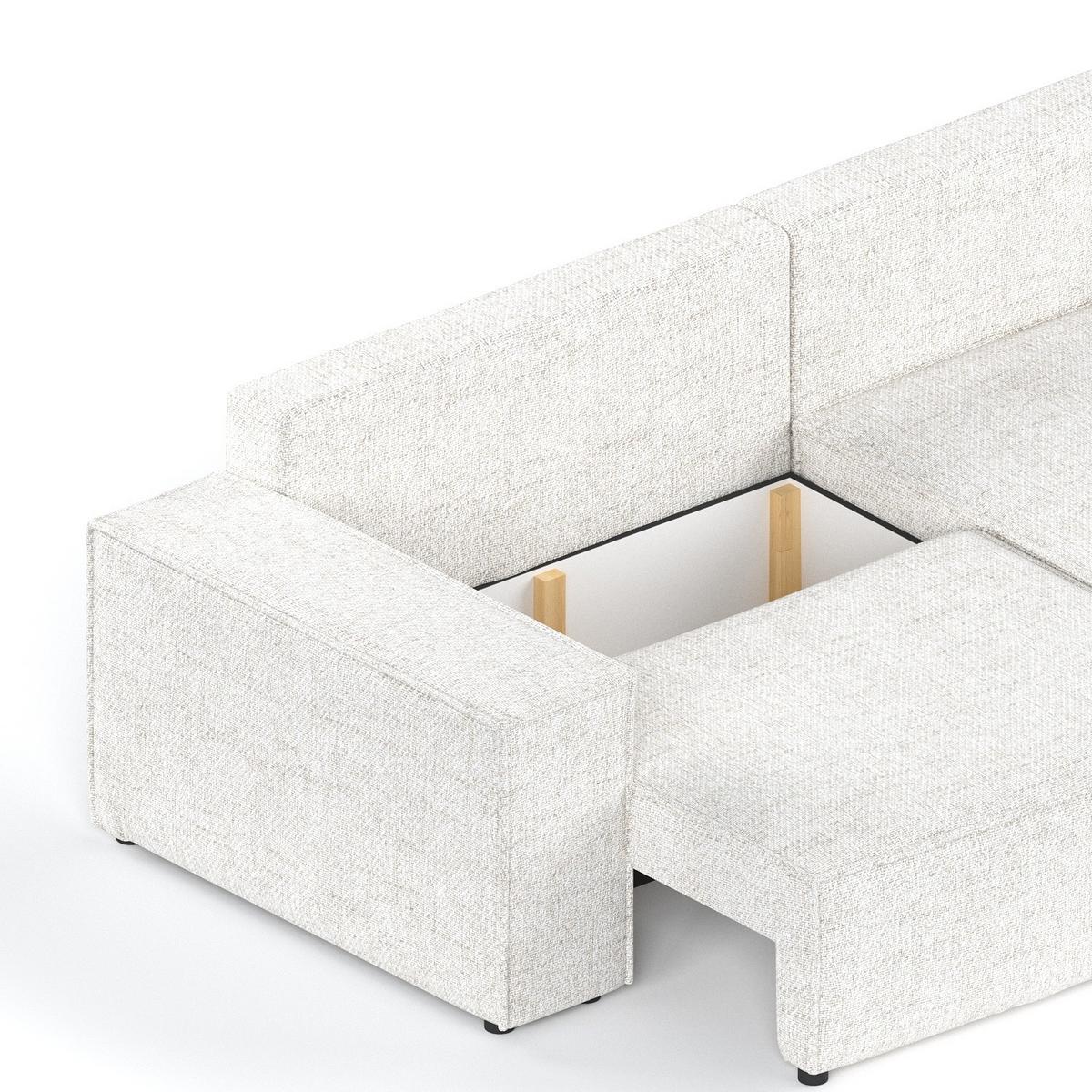 ECKSOFA SENSO mit Schlaffunktion Creme im Neve Stoff - Creme/Schwarz, Holz/Holzwerkstoff (255/148cm) - AltaBeds