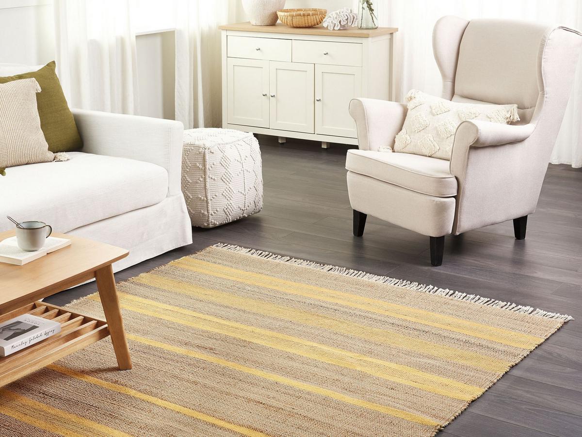TEPPICH geflochten Talpur 230/160 cm - Beige, Naturmaterialien (160/230cm) - Beliani
