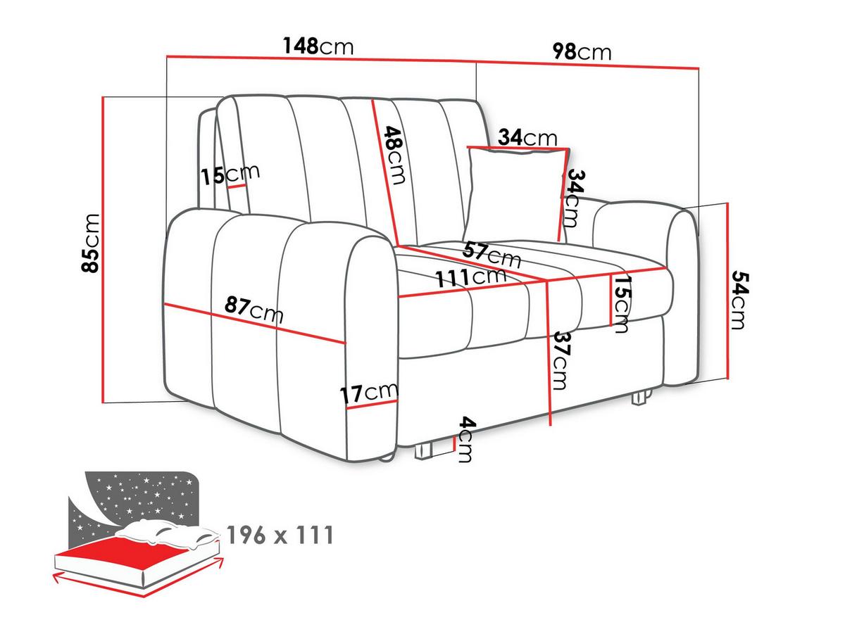 SCHLAFSOFA Viva Moon II - Hellbraun/Schwarz, Holz/Metall (148/85/98cm) - MIRJAN24