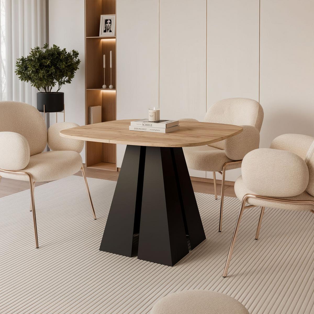 AUSZIEHTISCH ZELO 120/60/76 cm, Schwarze Eiche / Kraft-Eiche - Eichefarben/Schwarz, Holzwerkstoff/Metall (60/120/76cm) - Idohome