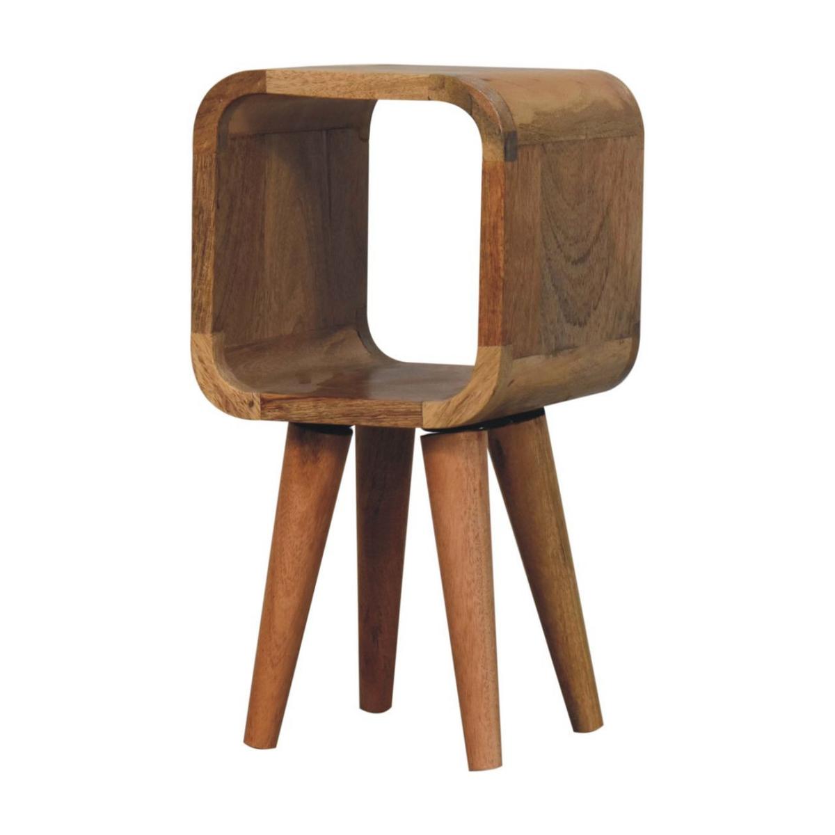 NACHTTISCH Massivholz Extra Mini Minimalistisch Gebogen Oak-ish, Offenes Fach, Hellbraun - Hellbraun, Mangoholz/Holz (20/40/20cm) - Artisan Furniture