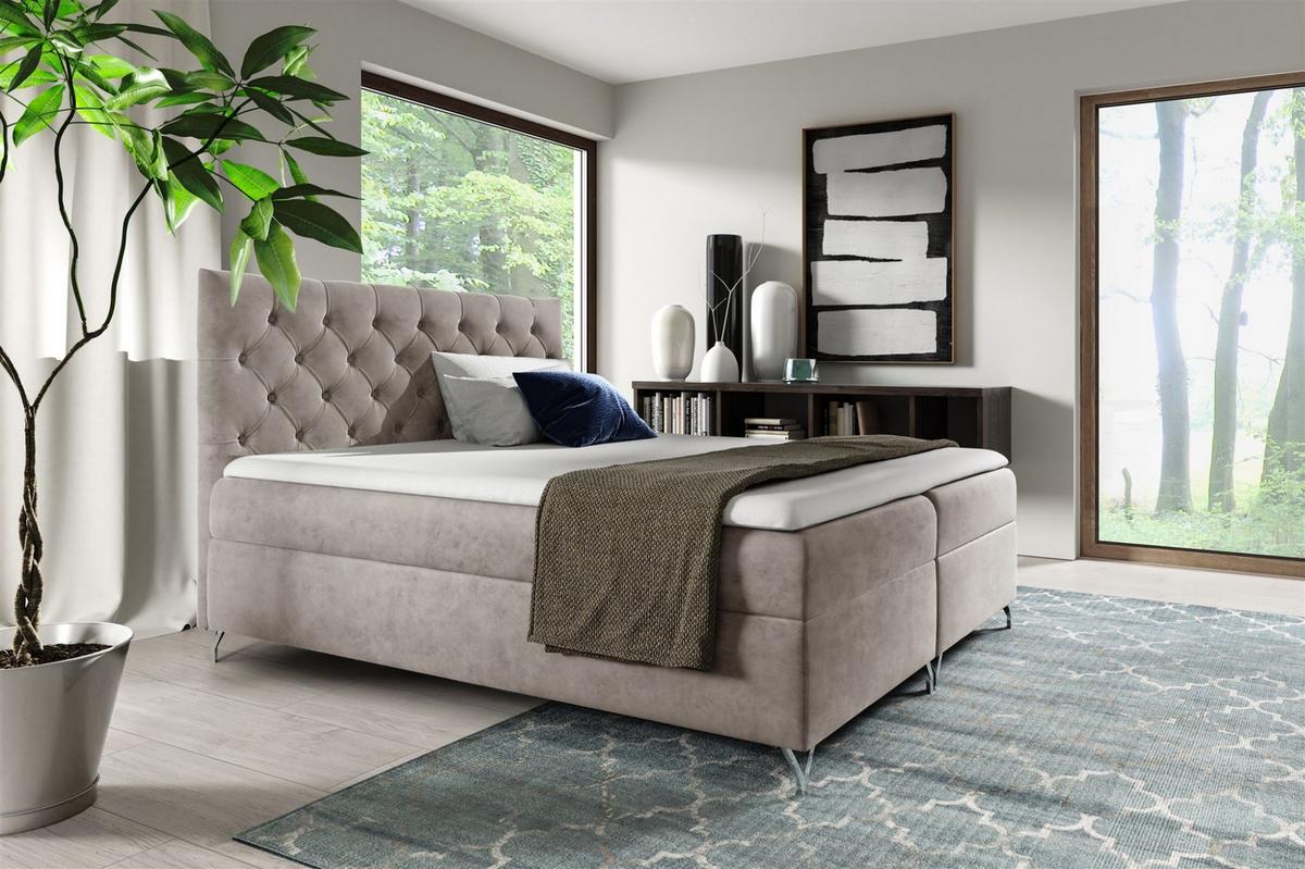 BOXBETT Ambre In Fresh - Beige, Holzwerkstoff/Textil (200/200cm) - Fun Möbel