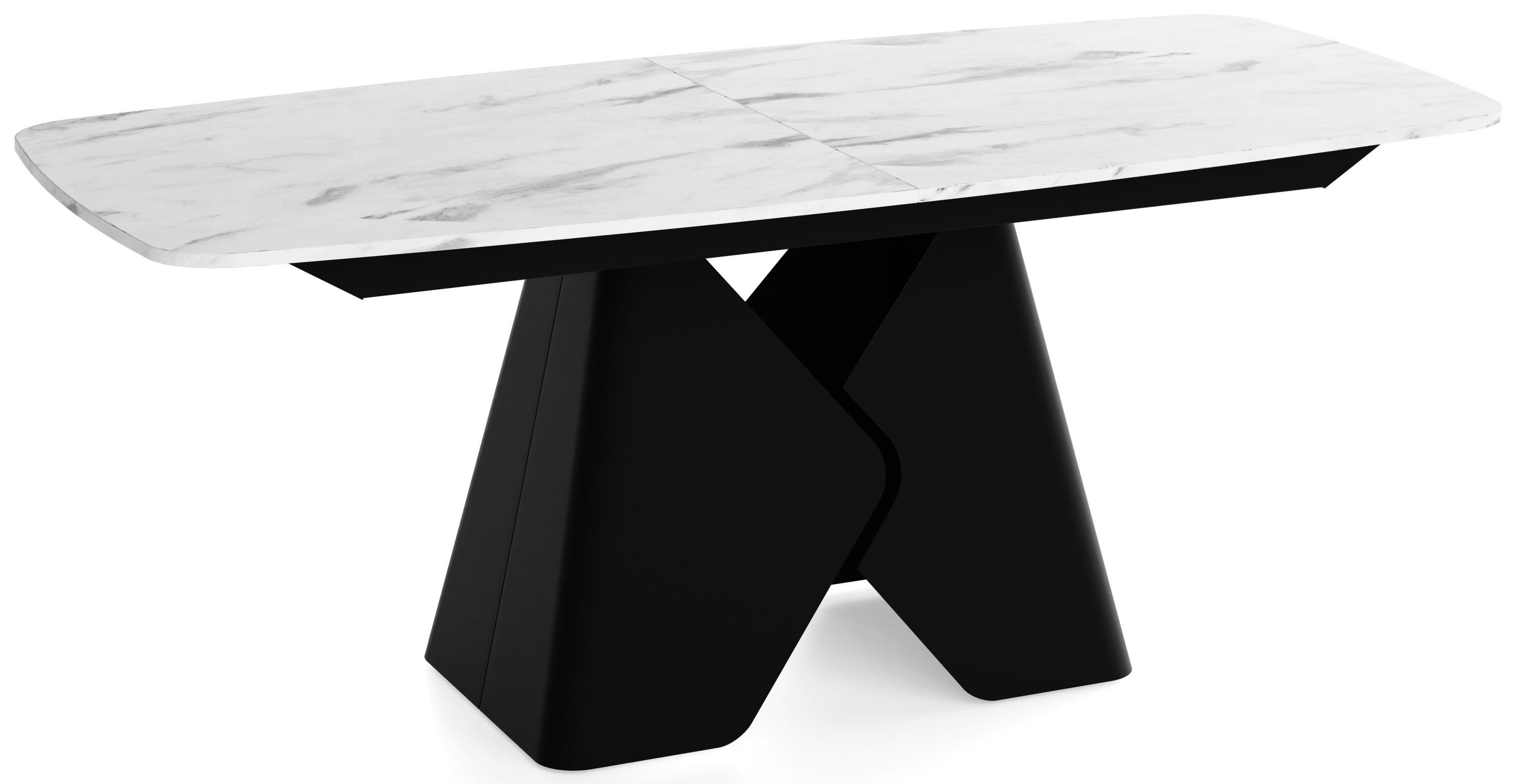 ESSTISCH Vanta rechteckig ausziehbar verlängerbar mit Schwarzem Metallgestell, Marmor Weiß 180-270/90/76 cm - Ecru/Schwarz, Holzwerkstoff/Metall (90/270/76cm) - WFL GROUP