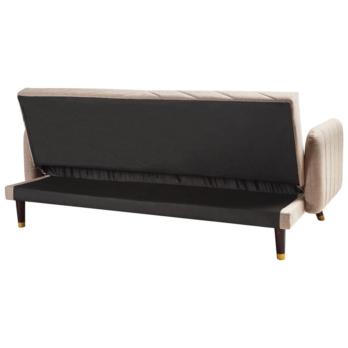 SCHLAFSOFA 3-Sitzer Kunstleinen Hellbraun Senja - Hellbraun, Textil (198/87/95cm) - Beliani
