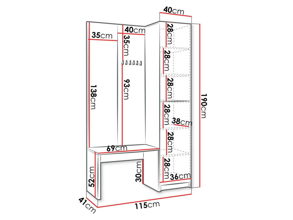 GARDEROBE-SET Ancerta - Sandfarben/Schwarz, Holzwerkstoff/Kunststoff (115/190/41cm) - MIRJAN24