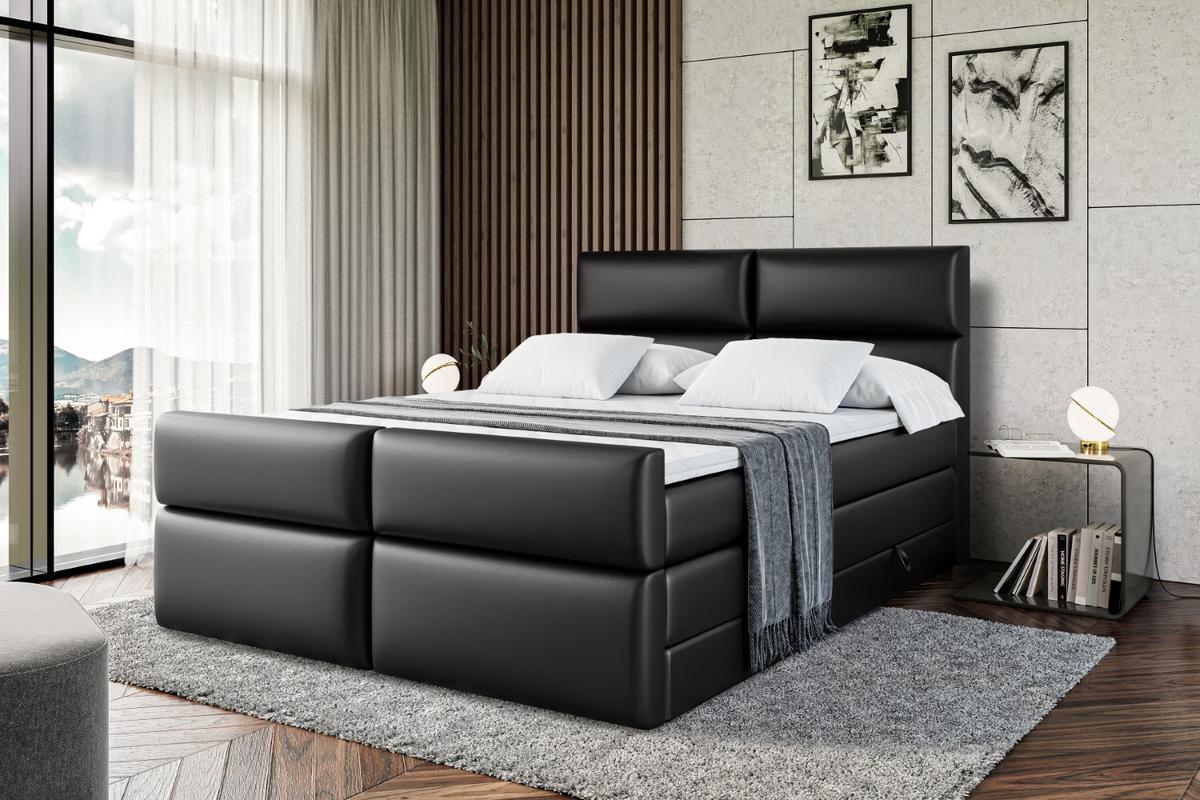 BOXSPRINGBETT BOXI3-Z KING - 160x200 - H3/H4 - Schwarz Hochglanz - Schwarz Hochglanz, Holzwerkstoff (160/200cm) - ALTDECOR