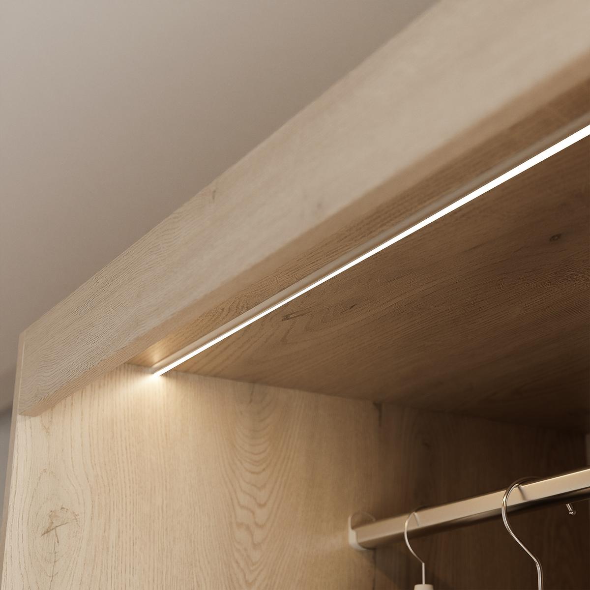 SCHIEBETÜRENSCHRANK SILENTE 140 cm mit Einlegeböden und Kleiderstange - Braun, Holzwerkstoff (140/215/60cm) - Idohome