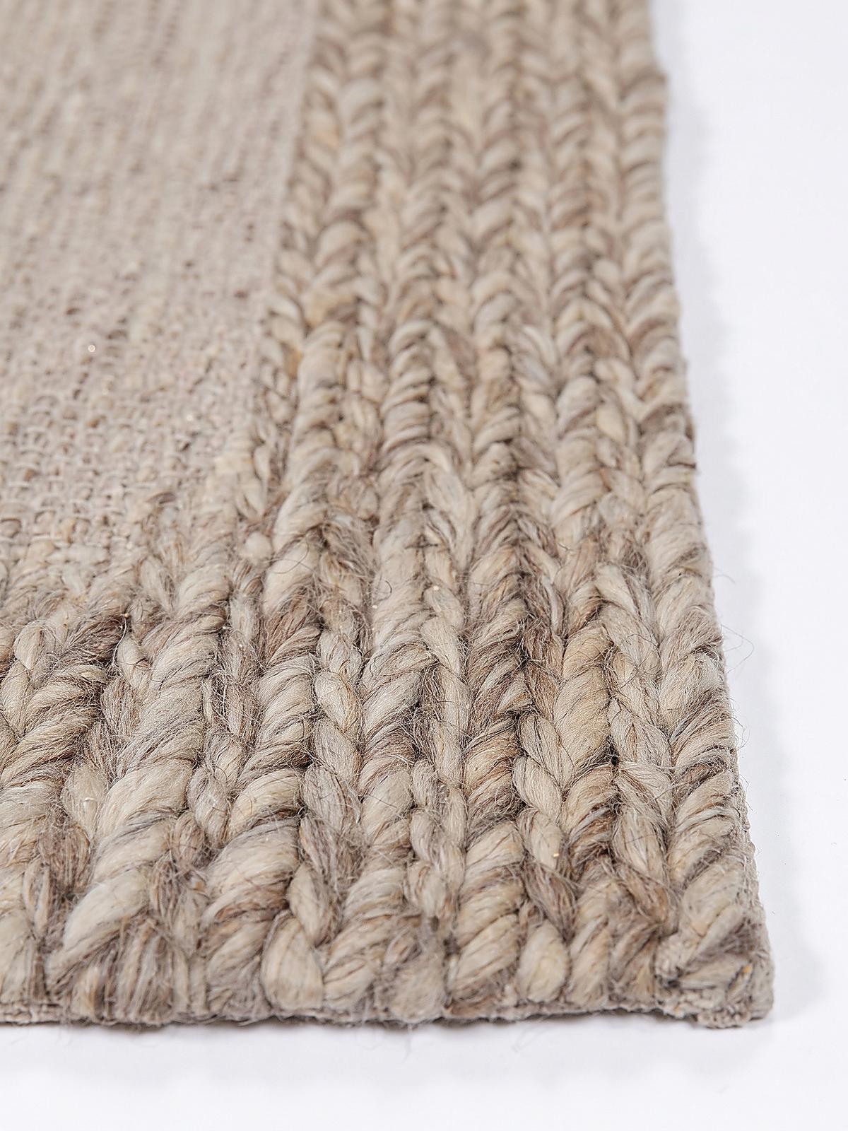FLACHWEBTEPPICH handgewebt CALDER, Zopfbordüre, Beige-Braun, 120 x 170 cm - Beige, Textil (120/170cm) - KADIMA DESIGN