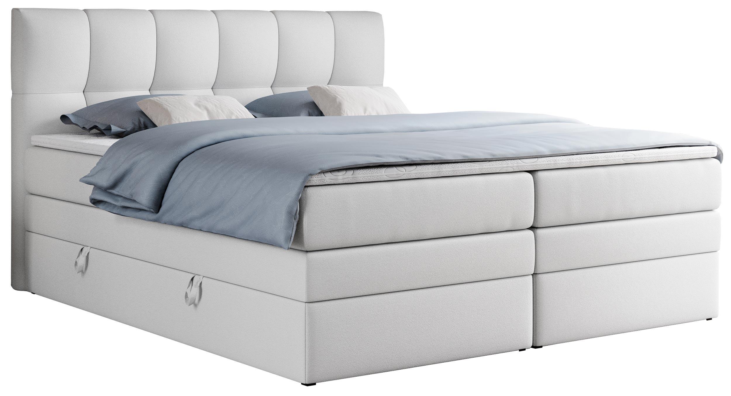 BOXSPRINGBETT ALVIN KING 120/200 Weiß Kunstleder - H4 - Weiß, Holz/Textil (120/200cm) - MKS