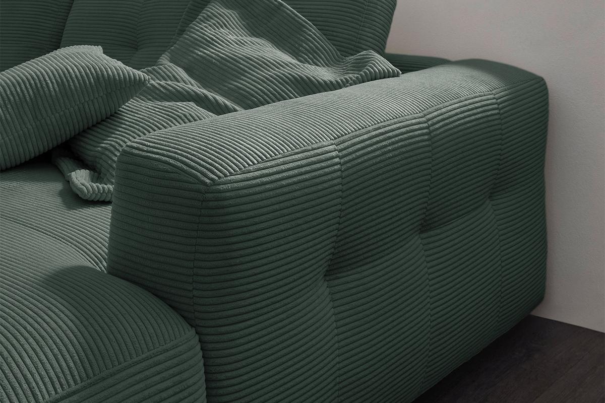 ECKSOFA XL MIKA Smaragdgrün Cord - Smaragdgrün/Schwarz, Kunststoff/Textil (296/167cm) - KAWOLA