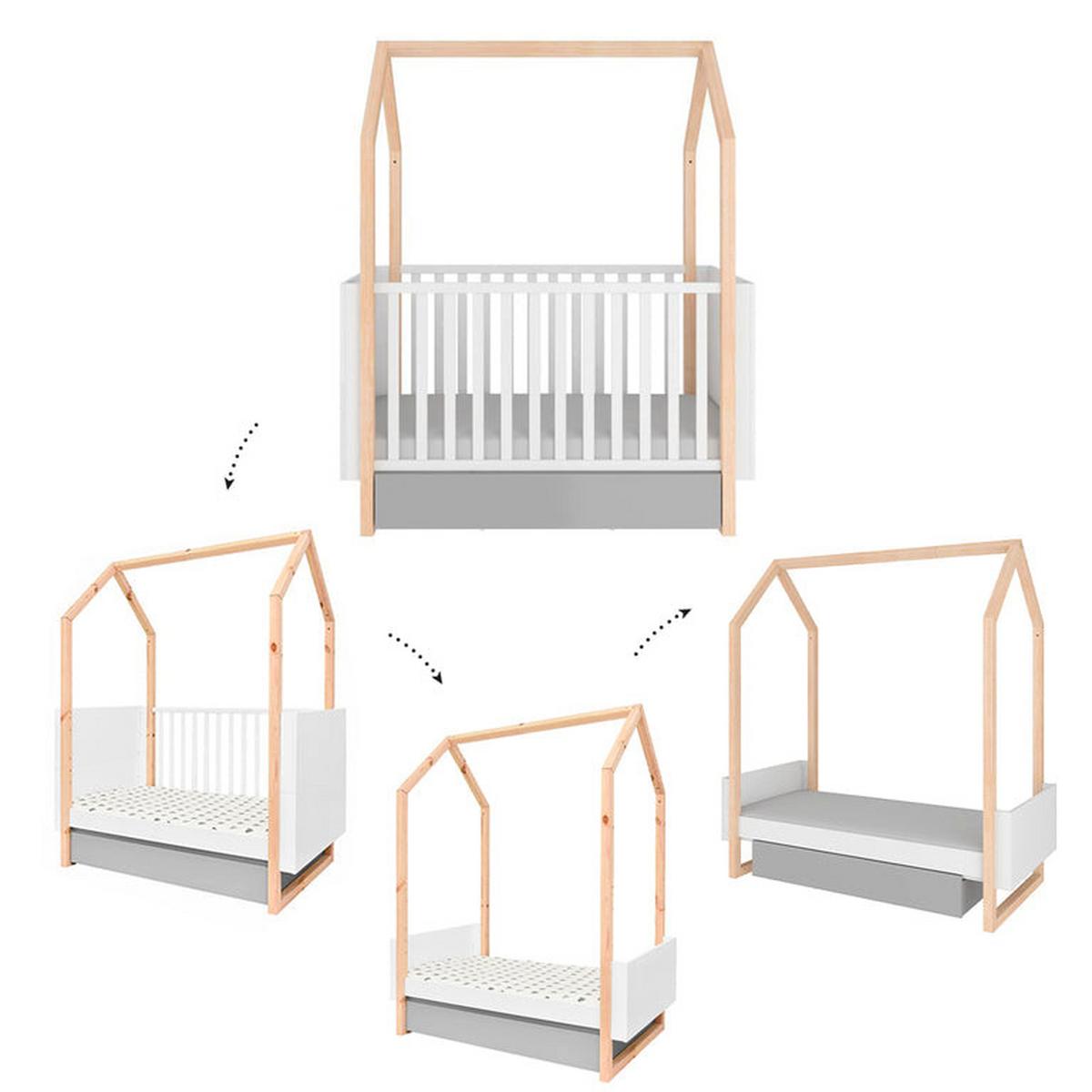 BABYZIMMER 2-teilig Weiß und grau - Weiß, Holzwerkstoff (144/86.5/80cm) - Petits-meubles