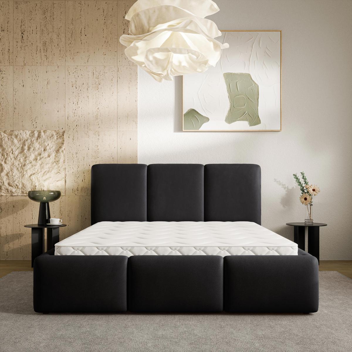 POLSTERBETT ARSIL 160x200 cm mit Bettkästen - Schwarz - Schwarz, Holz/Textil (160/200cm) - MASSENO