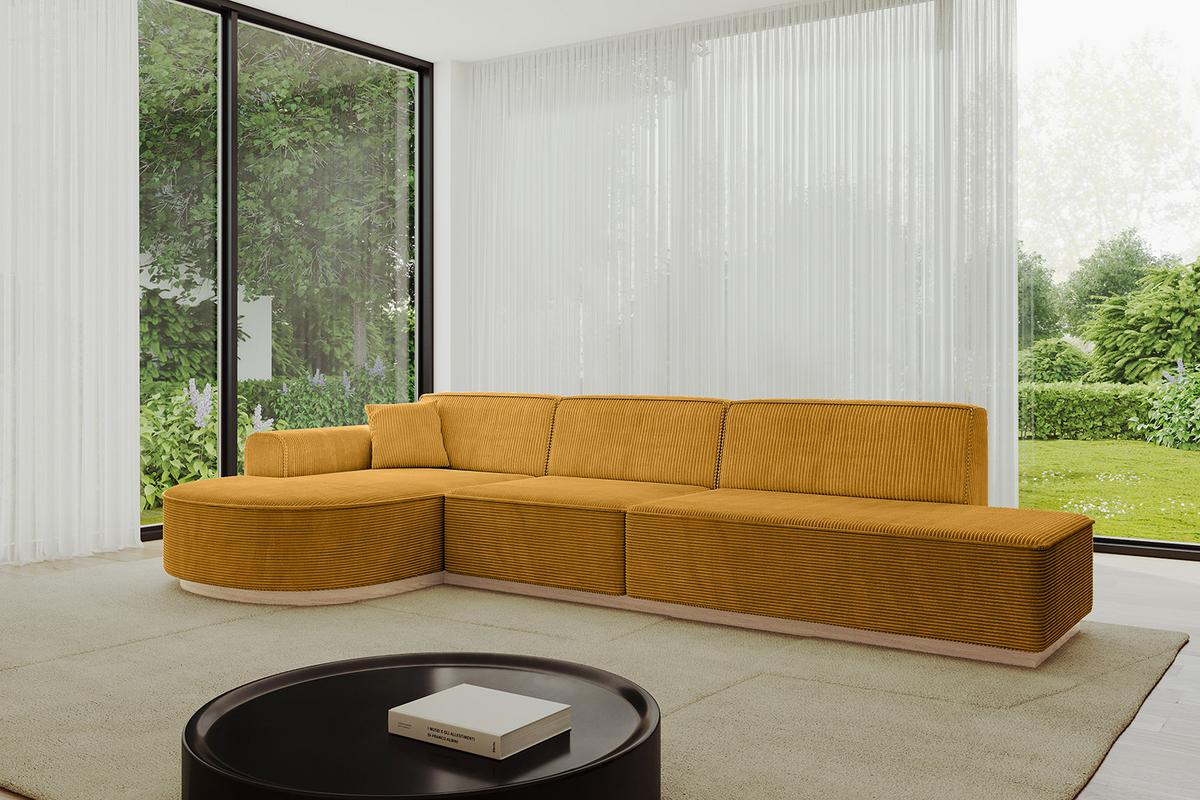 ECKSOFA Ottomane Links ARRIO-L2 - 328x171x83 cm Senfgelb - Currygelb/Gelb, Holzwerkstoff/Textil (328/171cm) - ALTDECOR
