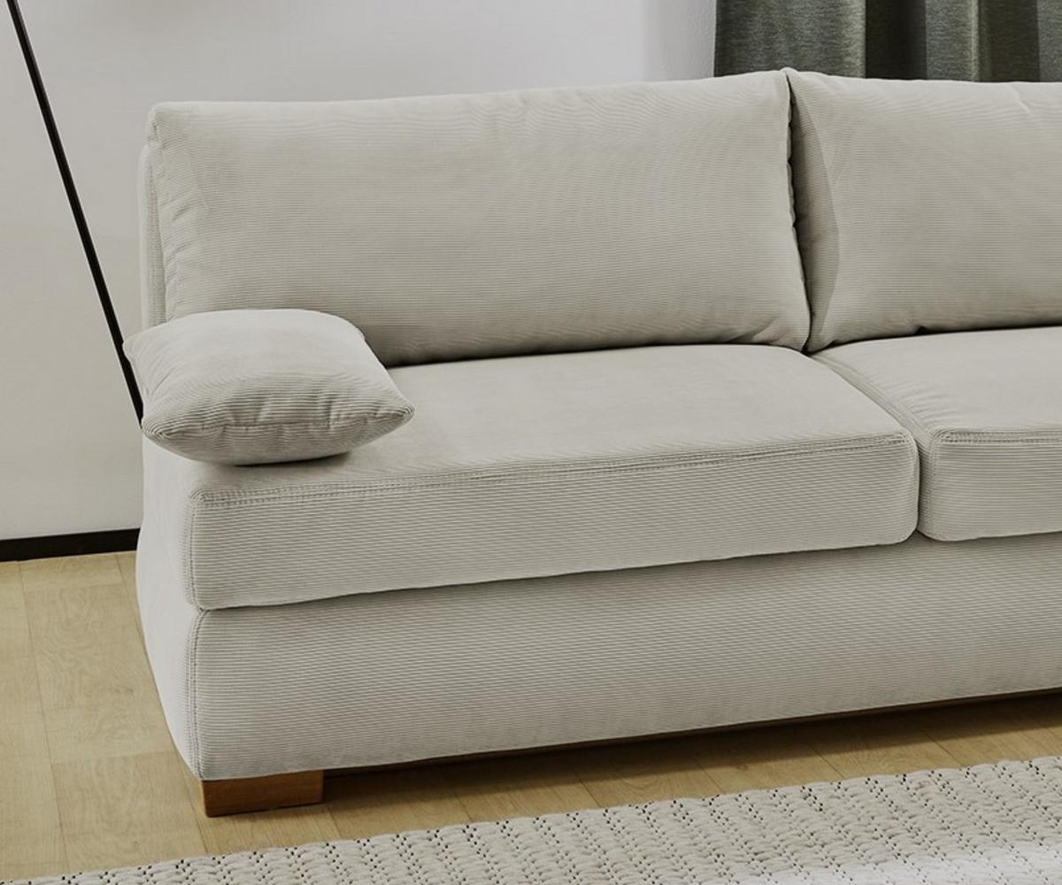 DAUER-SCHLAFSOFA Federkern Topper Bettkasten B201/T110/H88 cm, Liegefläche 160x200 cm, Feincord Beige / 15151 - Wildeiche/Eiche Bianco, Holz/Textil (201/88/110cm) - luma-home